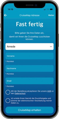 Cruise-Map: Jetzt personalisierte Seekarte Ihrer Kreuzfahrt erstellen